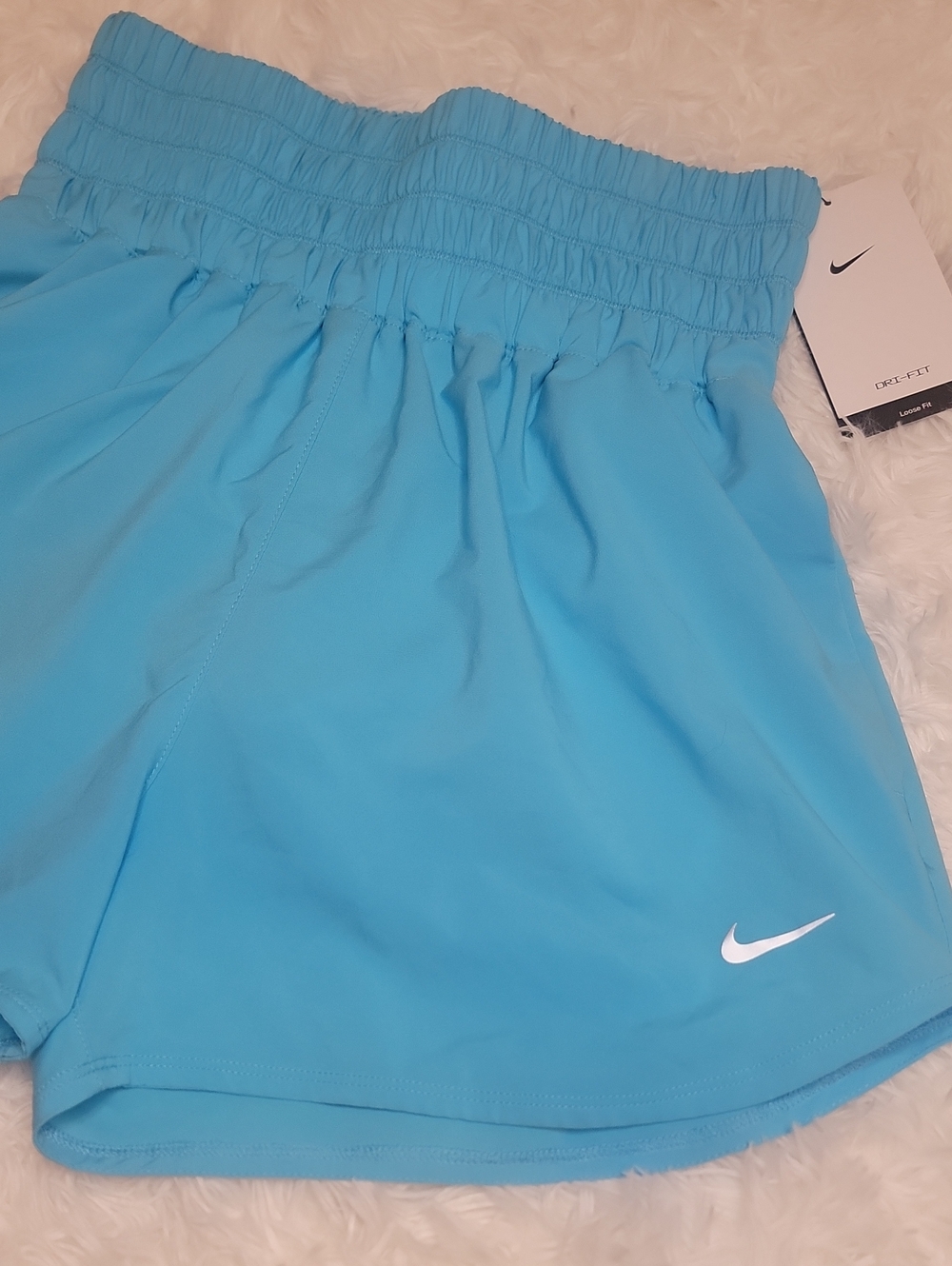 NWT Nike Women's Aqua Blue Elastic-Waist Athletic Shorts. Small